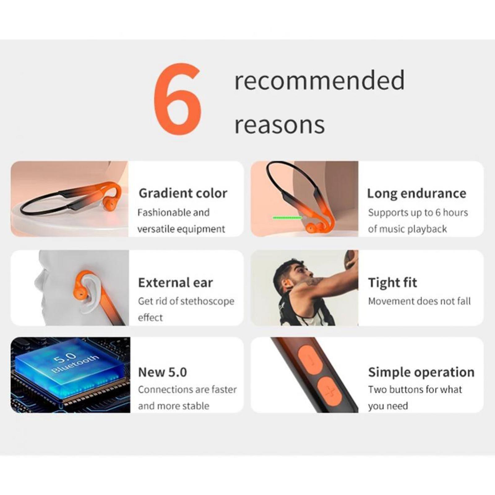 Bluetooth 5.0 Air Conduction Headset, 9D Surround Sound Sport Earphone for Travel Outdoor Sports