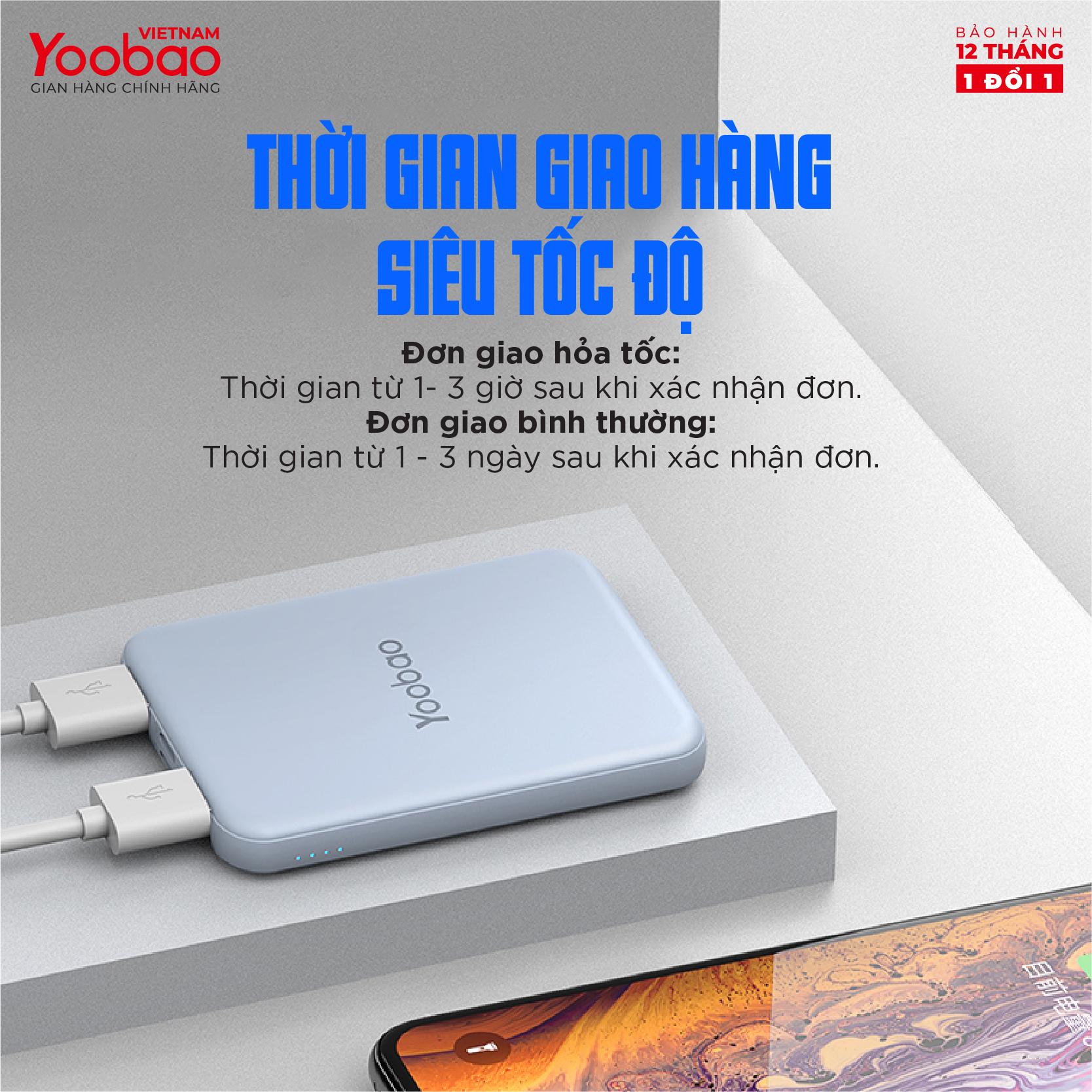 Sạc dự phòng mini 6000mAh Yoobao P6W -Thiết kế nhỏ gọn, dễ cầm -Bảo hành 12 tháng 1 đổi 1