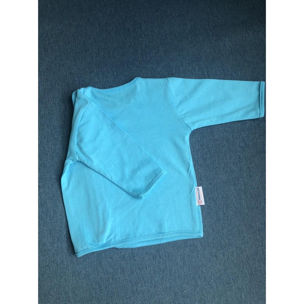Áo sơ sinh cotton tay dài màu cài vai , quần áo trẻ em chất lượng