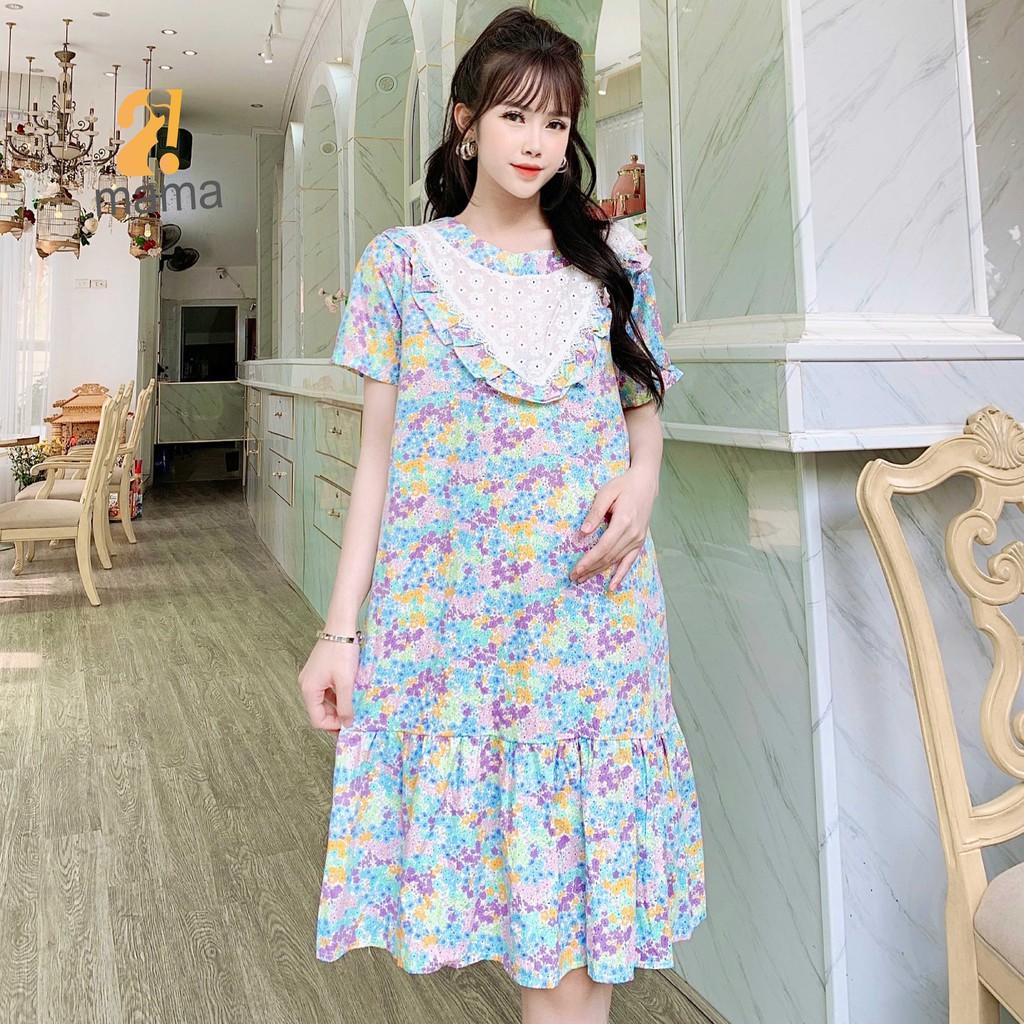 Váy bầu thiết kế 2MAMA hoa nhí dáng đuôi cá V79