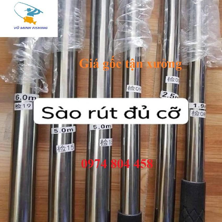 Sào rút inox 7m đa năng, sáng bóng, Sào rút ra thu vào 4 khúc.