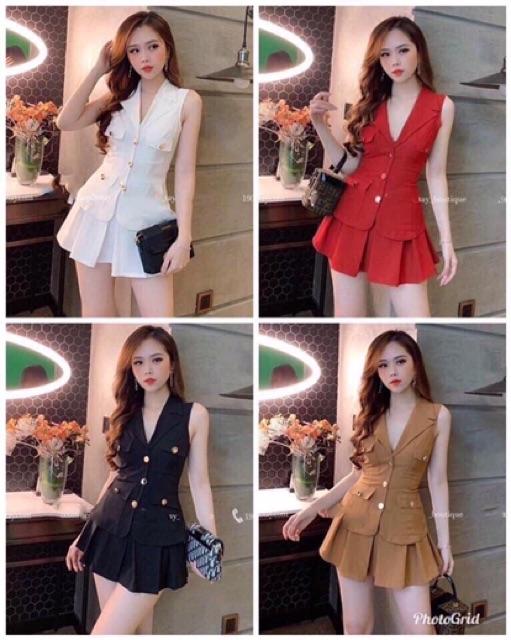 Set vest và chân váy có lót sexy sang chảnh