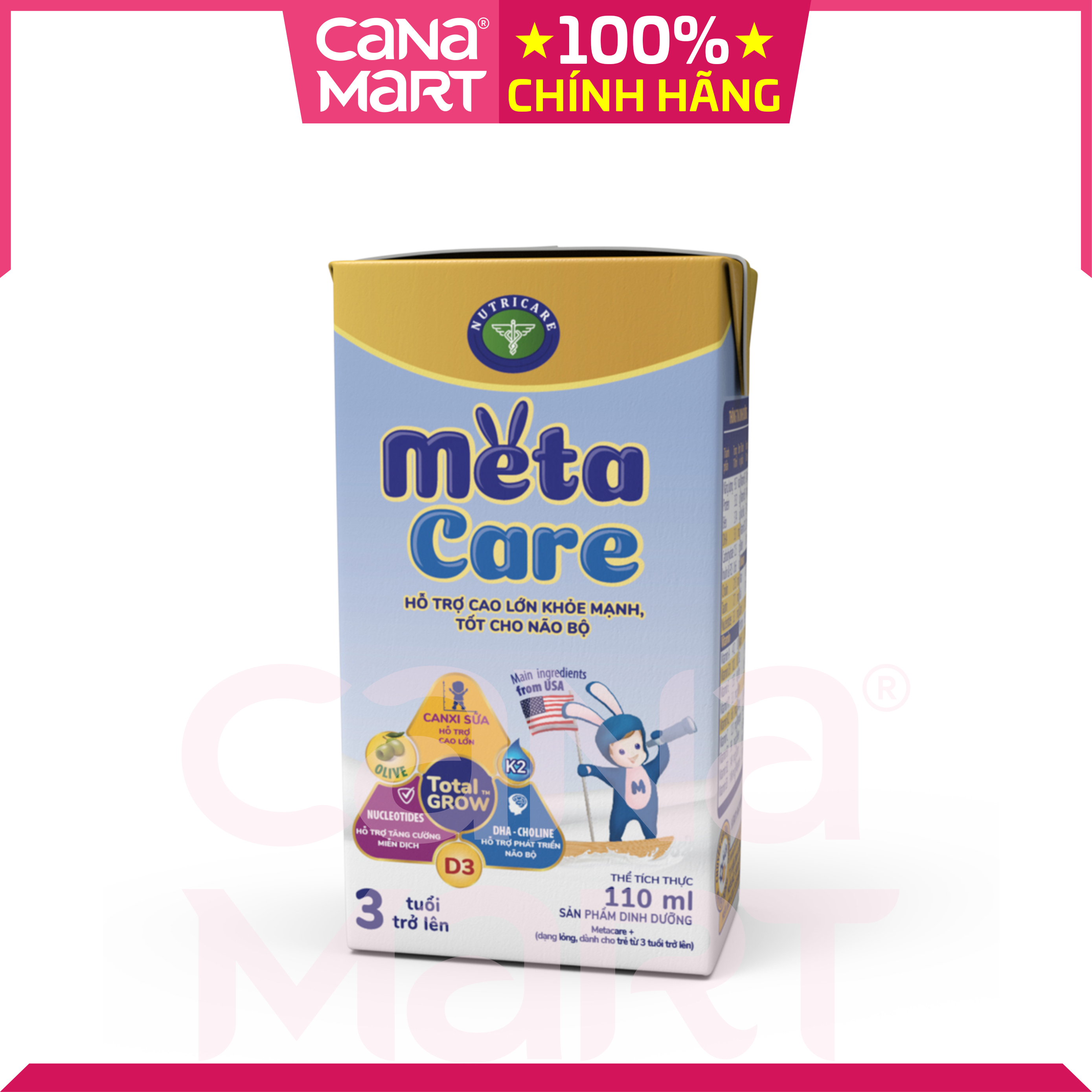 Thùng sữa nước Nutricare Metacare GOLD hỗ trợ hệ tiêu hóa và miễn dich (110ml)