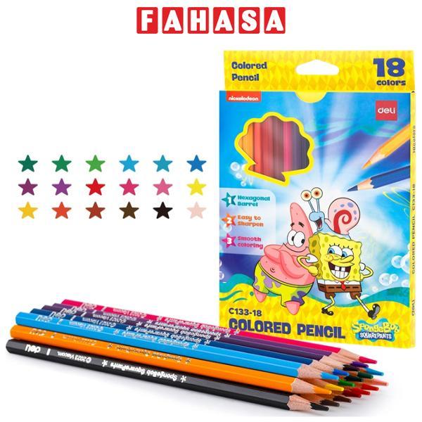 Hộp 18 Bút Chì Màu - Hình Bọt Biển Spongebob - Deli EC133-18