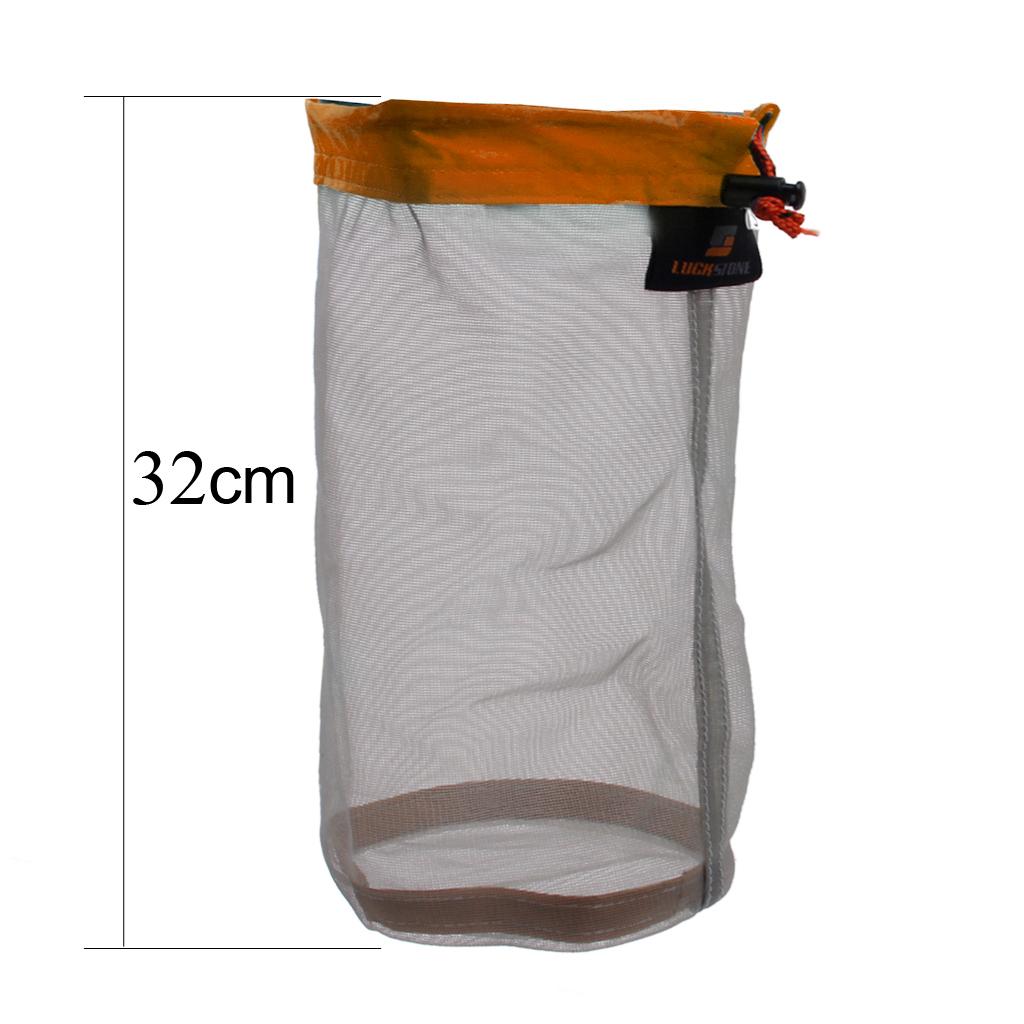 3x Mesh Drawstring Bag Nylon Mesh Bag Storage Bag for Camping Outdoor Sports