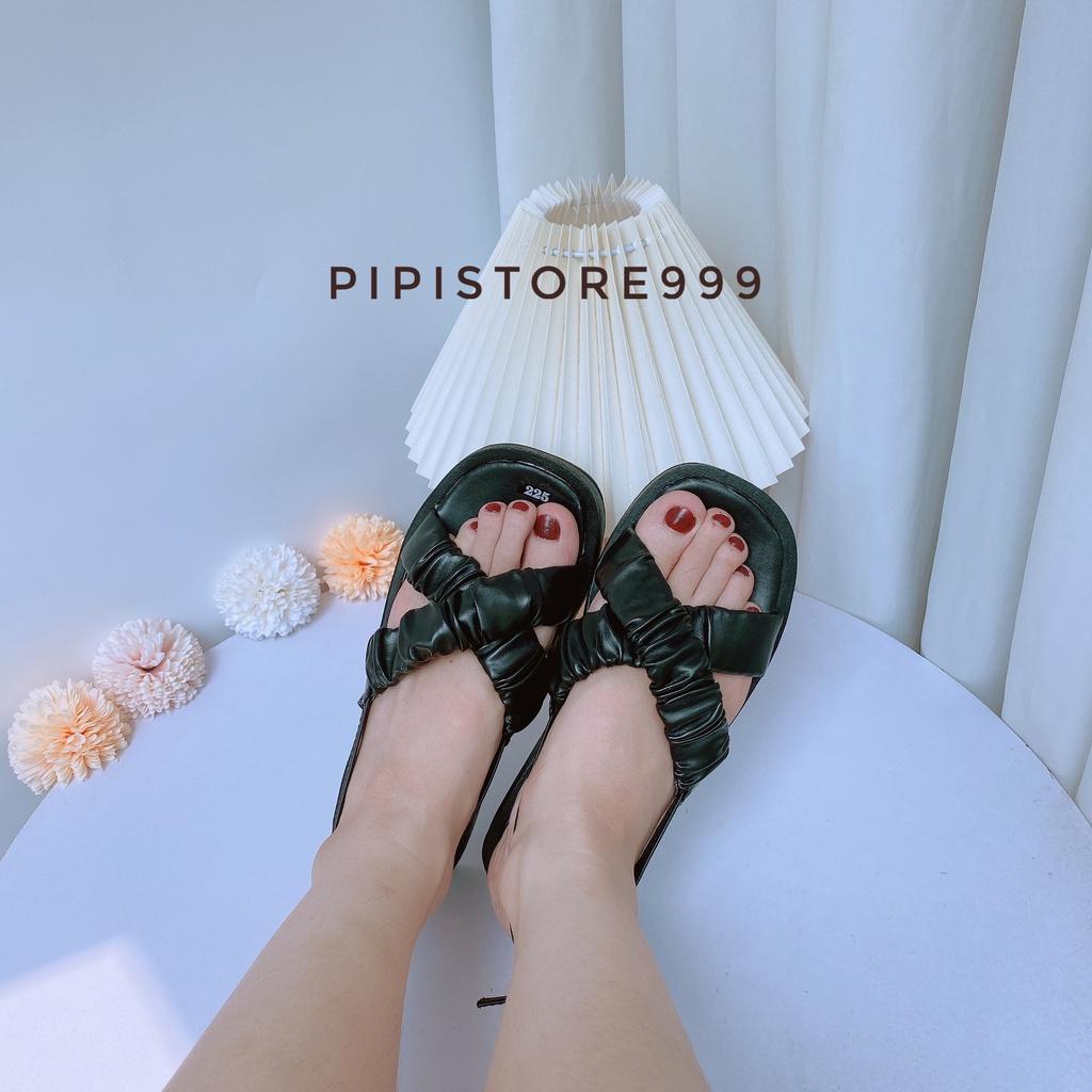 Sẵn Ảnh thật Sandal Quai Chéo Nhún Đế Bánh Mì Êm Chân Phong Cách Ullzang Hàn Quốc G126