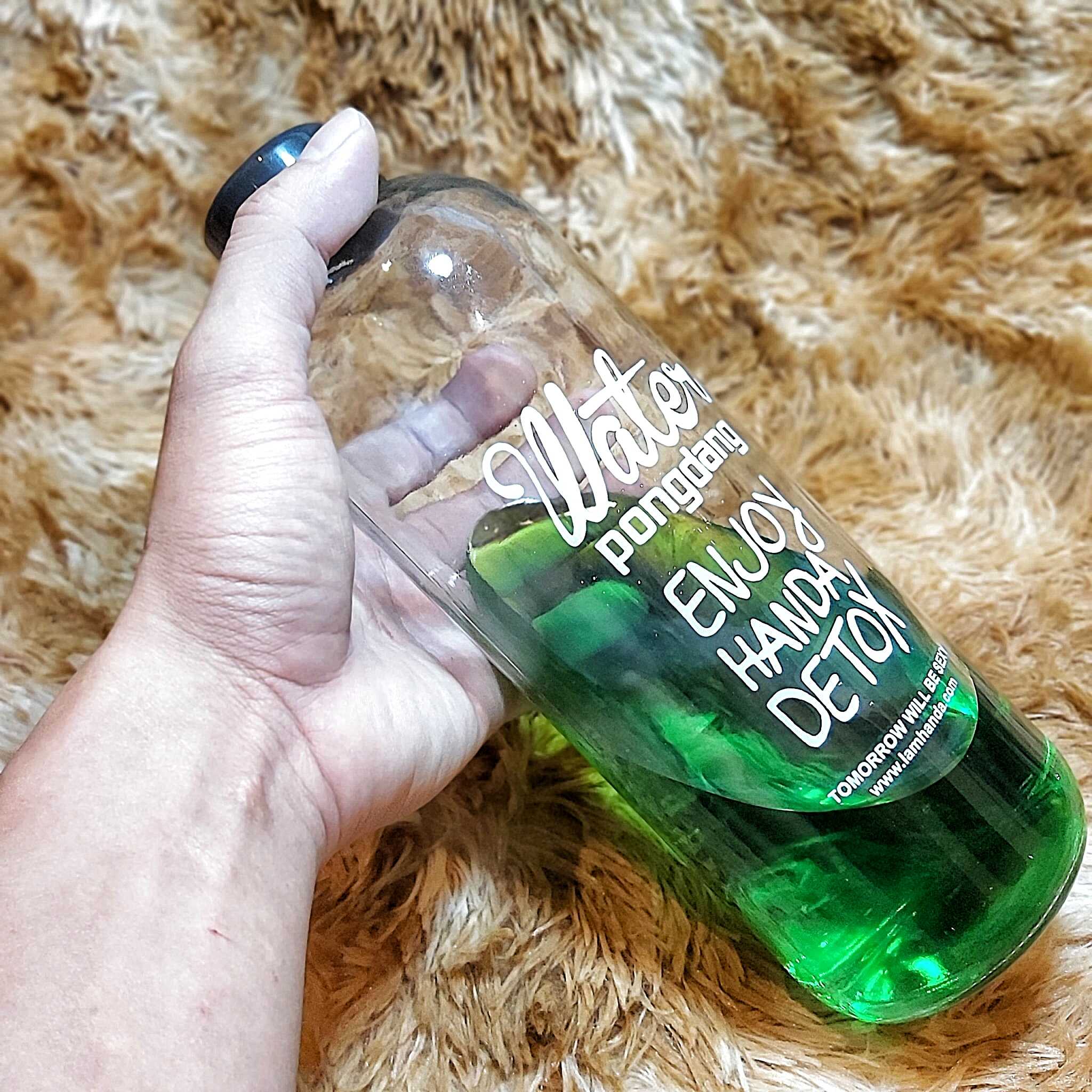 2 Chai Thủy Tinh đựng nước DETOX 1000ML mẫu Cao - Nắp nhựa có gioăng cao su
