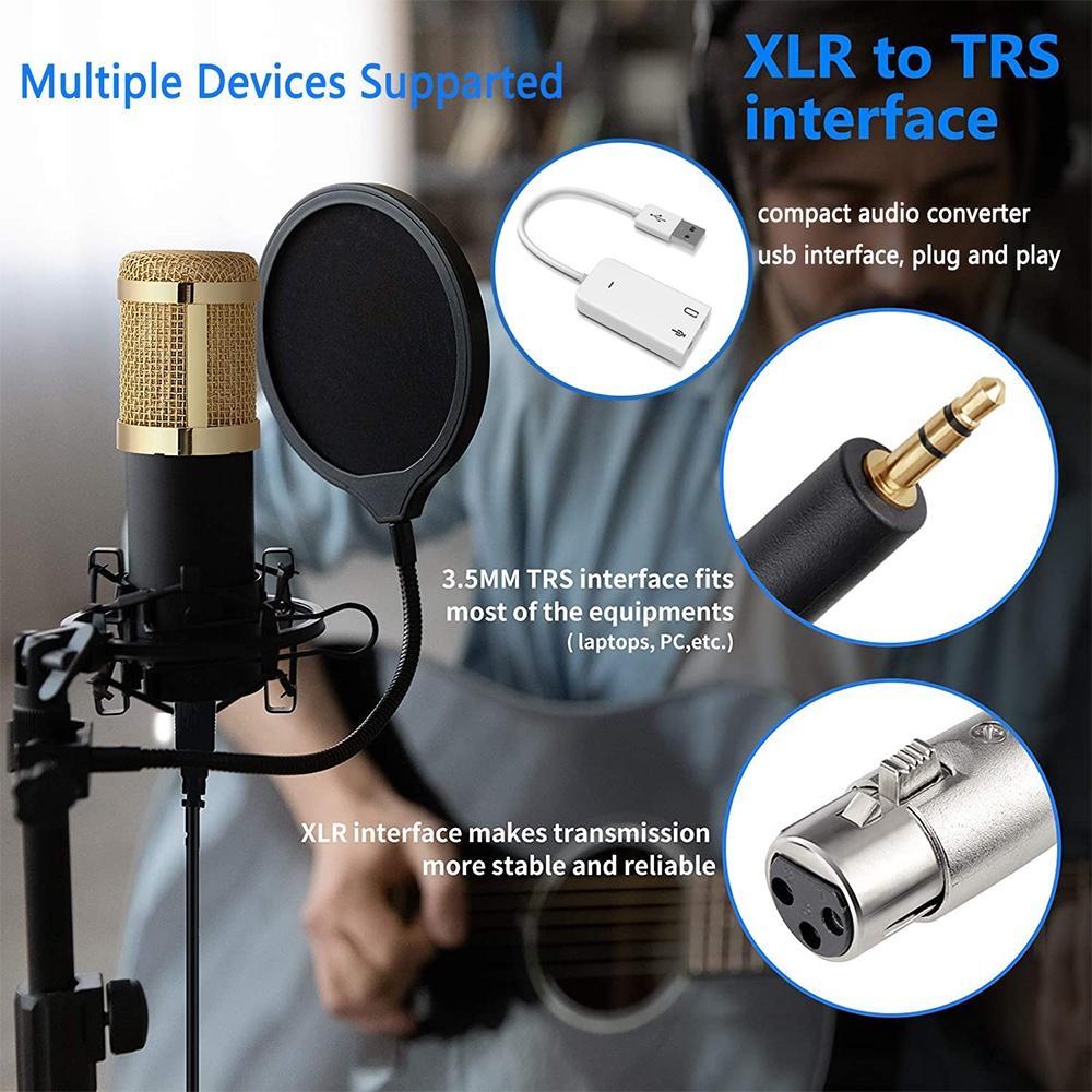 BM 800 Micrô PC ngưng tụ giọng hát Phòng thu ghi âm Micrô cho YouTube Video Trò chuyện Skype Trò chơi Podcast