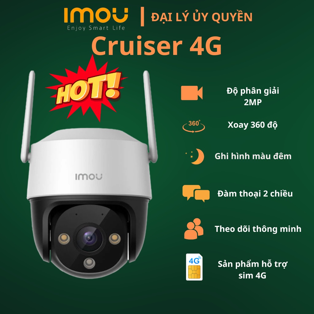 Camera IMOU S21FTP Dùng Sim 4G Ngoài Trời Xoay 360 Độ - Hàng chính hãng