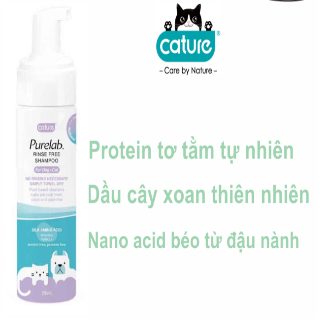Sữa Tắm Khô Chó Mèo Cature Purelab Rinse Free Chai150ml