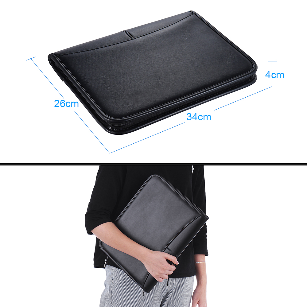 Hộp đựng Tài liệu Tổ chức Tủ đựng tài liệu A4 Da PU có khóa kéo
