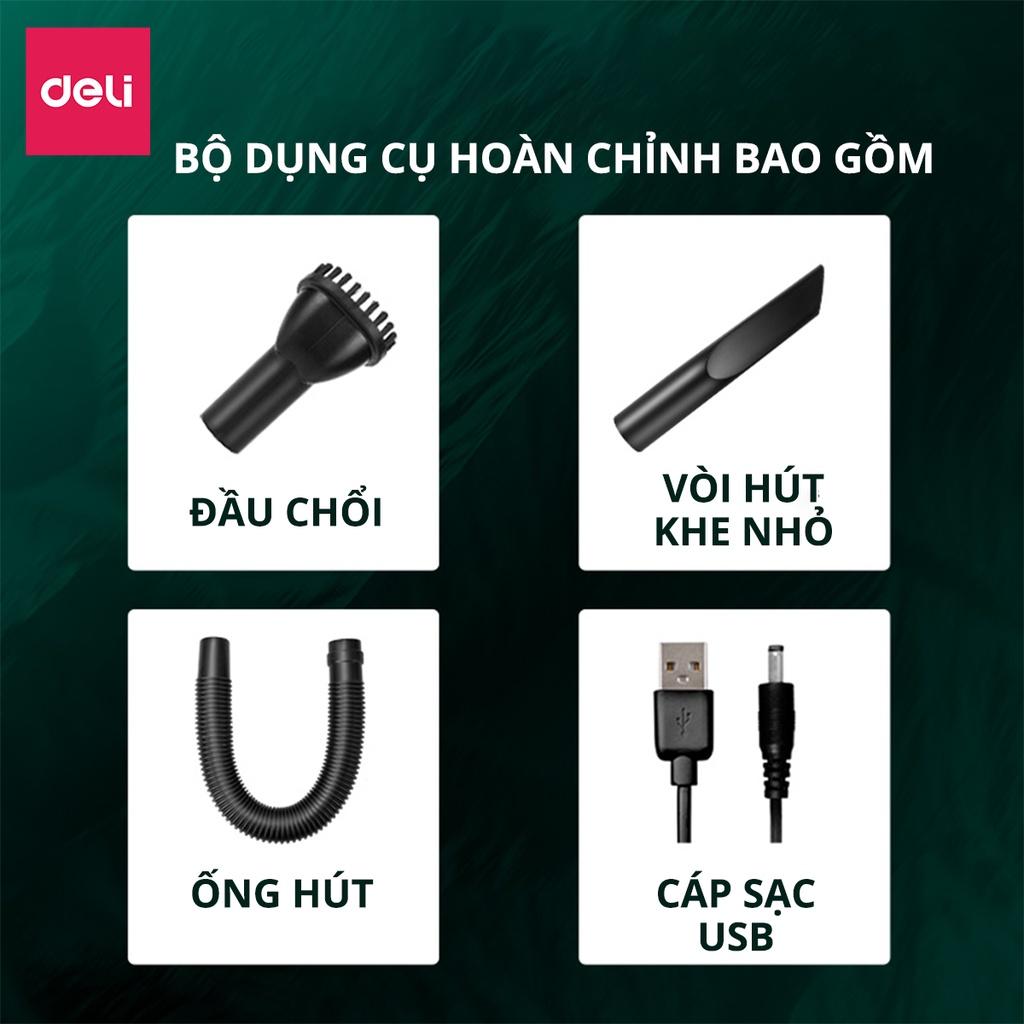 Máy Hút Bụi Cầm Tay Mini Không Dây Deli - Làm Sạch Cho Ô Tô, Đồ Dùng Trong Gia Đình Góc Học Tập Giường Tủ Hộc Nhỏ - Nhỏ Gọn, Dễ Sử Dụng - Hàng Chính Hãng - DL8080 DL8081