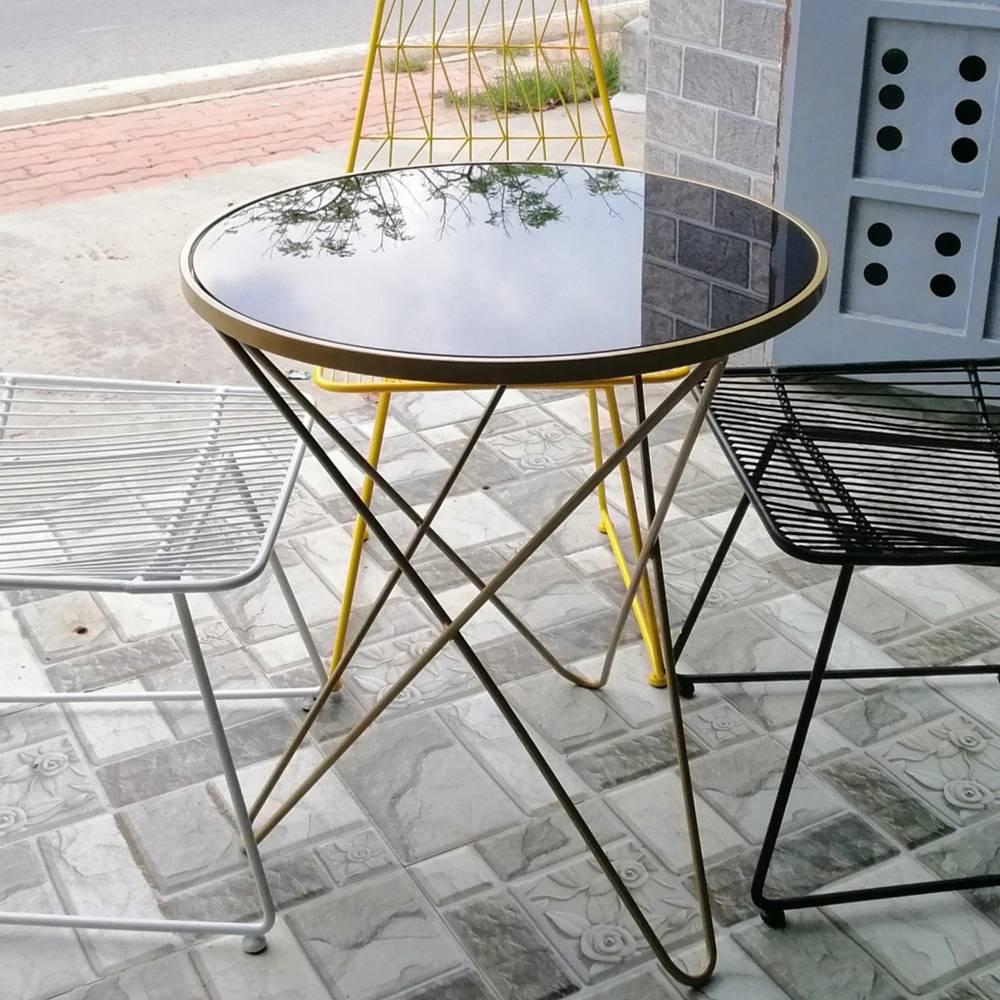 Bàn café Rimini viền sắt tròn IBIE nhiều tùy chọn
