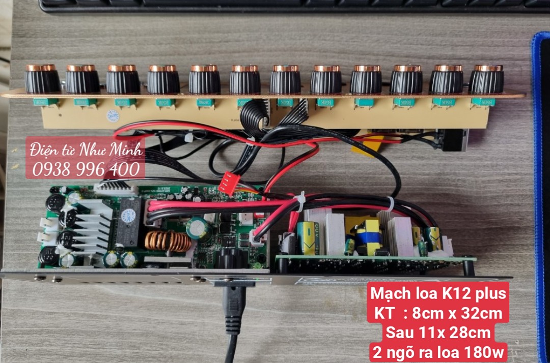 Mạch Loa Kéo K12Plus - 180w , 2 ngõ ra loa , DSP Reverb