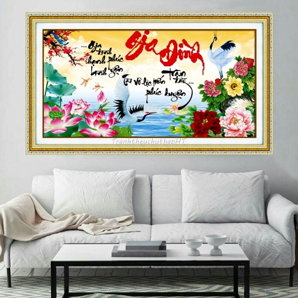 Tranh đính đá gia đình 75*45cm - tự đính
