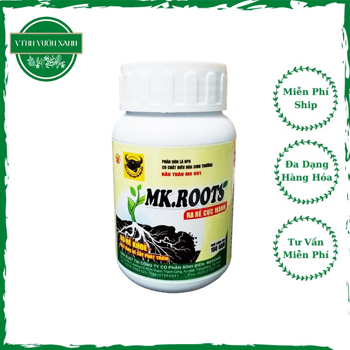 Phân bón Đầu Trâu MK ROOTS ra rễ cực mạnh, tăng khả năng hấp thụ dinh dưỡng cho cây, giúp cây bật chồi mạnh, phục hồi nhanh - hủ 100g