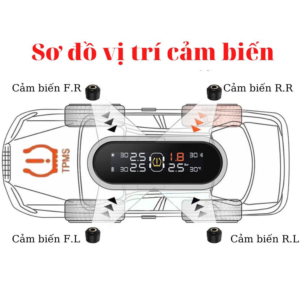 Cảm Biến Áp Suất Lốp Ô Tô TPMS Phiên Bản QUỐC TẾ Màn Hình Màu dùng Năng Lượng Mặt Trời (Loại gắn ngoài van)