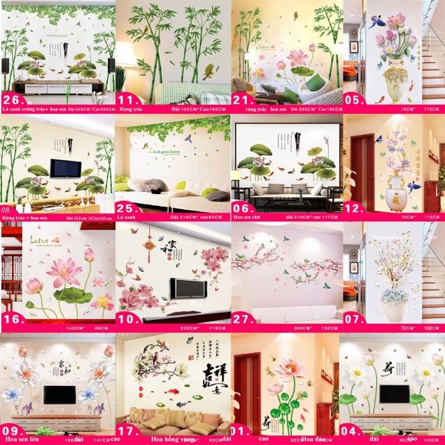 Decal dán tường phòng ngủ phòng khách siêu rẻ có keo sẵn mẫu tự chọn