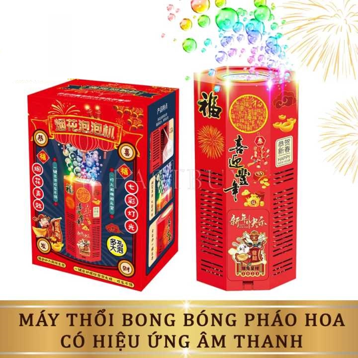 Máy Điện Thổi Bong Bóng Xà Phòng Tự Động - Có Đèn Led Nhiều Màu Kèm Nhạc - Trang Trí Ngày Lễ, Tết