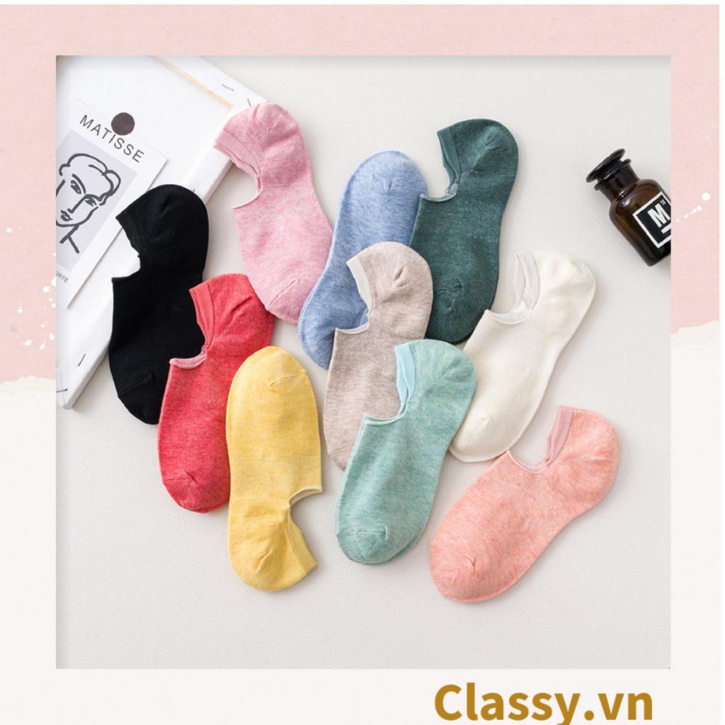 Tất cổ ngắn Classy, vớ cổ ngắn cotton trơn nhiều màu pastel G1427