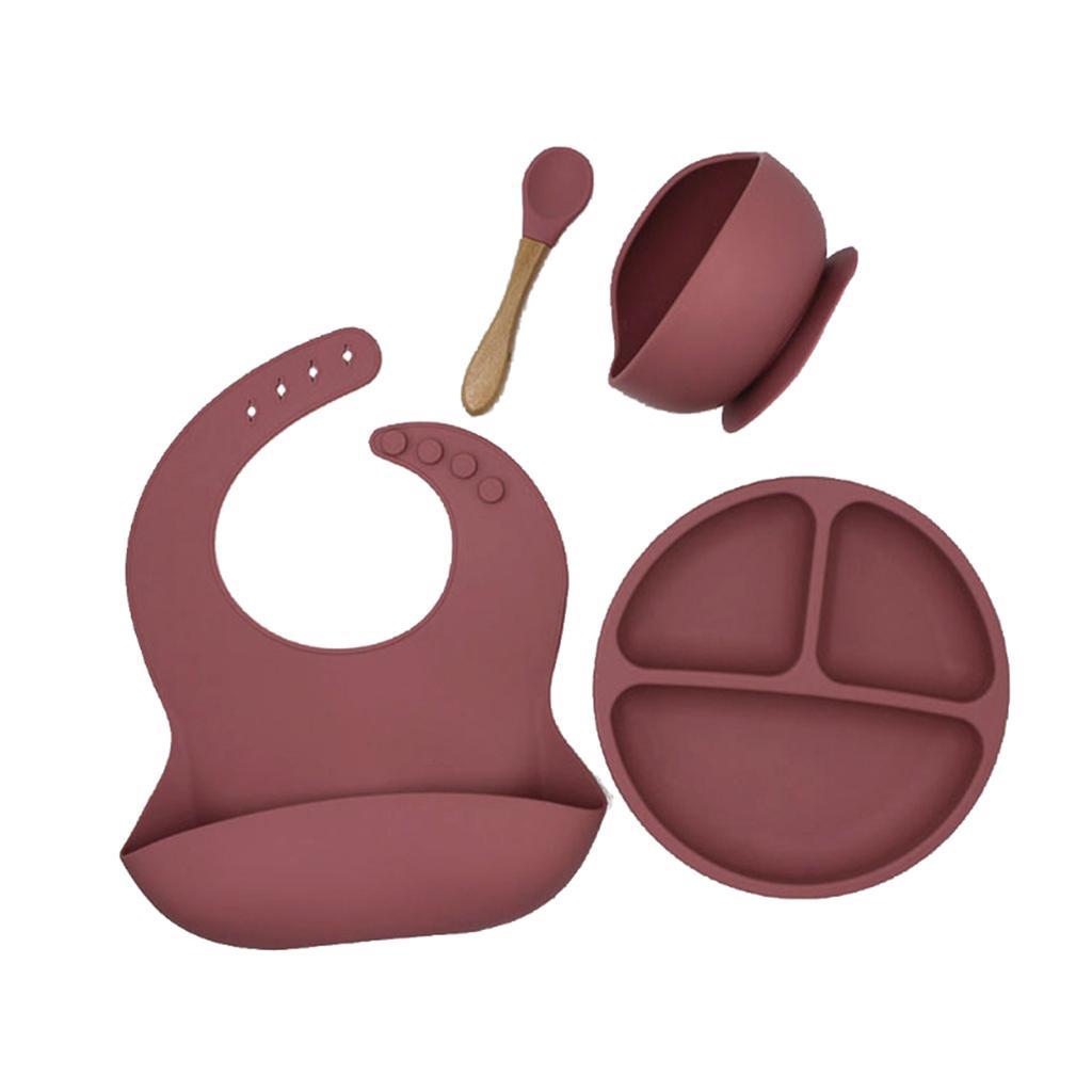 4x Baby Feeding Supplies with Baby Plate,Spoons,Silicone