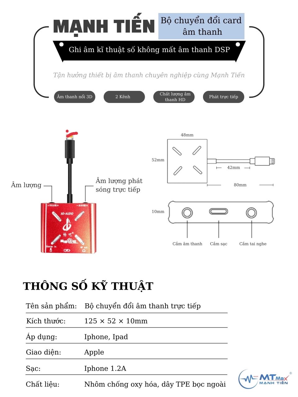 Dây livestream Stereo 3D AUDIO cho điện thoại - Dây livestream (OTG) Điều Chỉnh Được Âm Lượng Ngay Trên Bộ Chuyển Đổi - Sạc Live  Hàng Chính Hãng