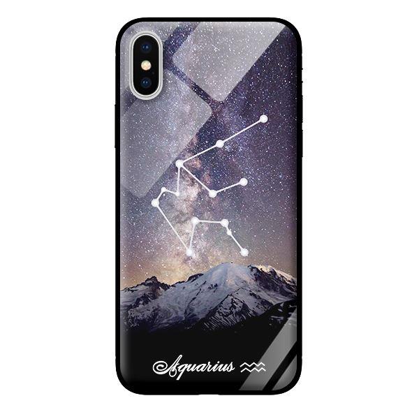 Ốp kính 12 cung Hoàng Đạo cho iPhone X Aquarius - Hàng chính hãng