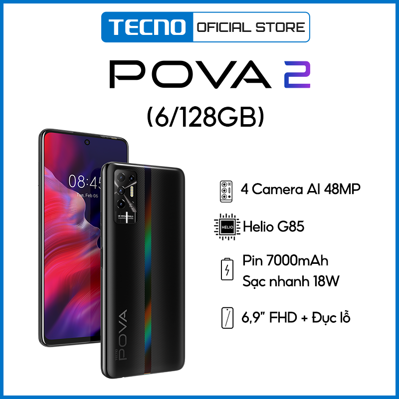 Tecno Pova 2 6GB l 128GB - Điện Thoại Thông Minh Chiến Game Cực Đỉnh - Hàng Chính Hãng