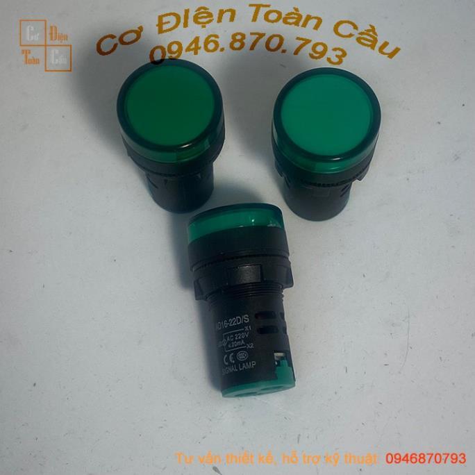 Đèn báo phi 22mm AD16-22D/S đầy đủ 3 màu Đỏ, Xanh, Vàng 220v 24v