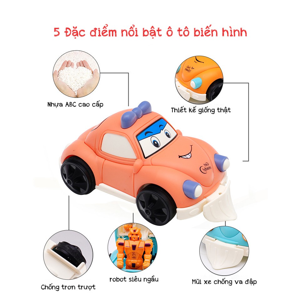 Đồ chơi ô tô biến hình robot chạy đà, màu sắc bắt mắt , chất liệu an toàn dành cho bé