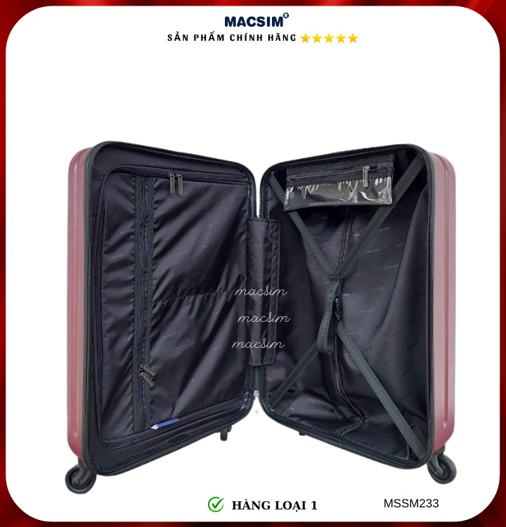Vali cao cấp Macsim Smooire MSSM233 cỡ 21 inch màu tím hồng - Hàng loại 1