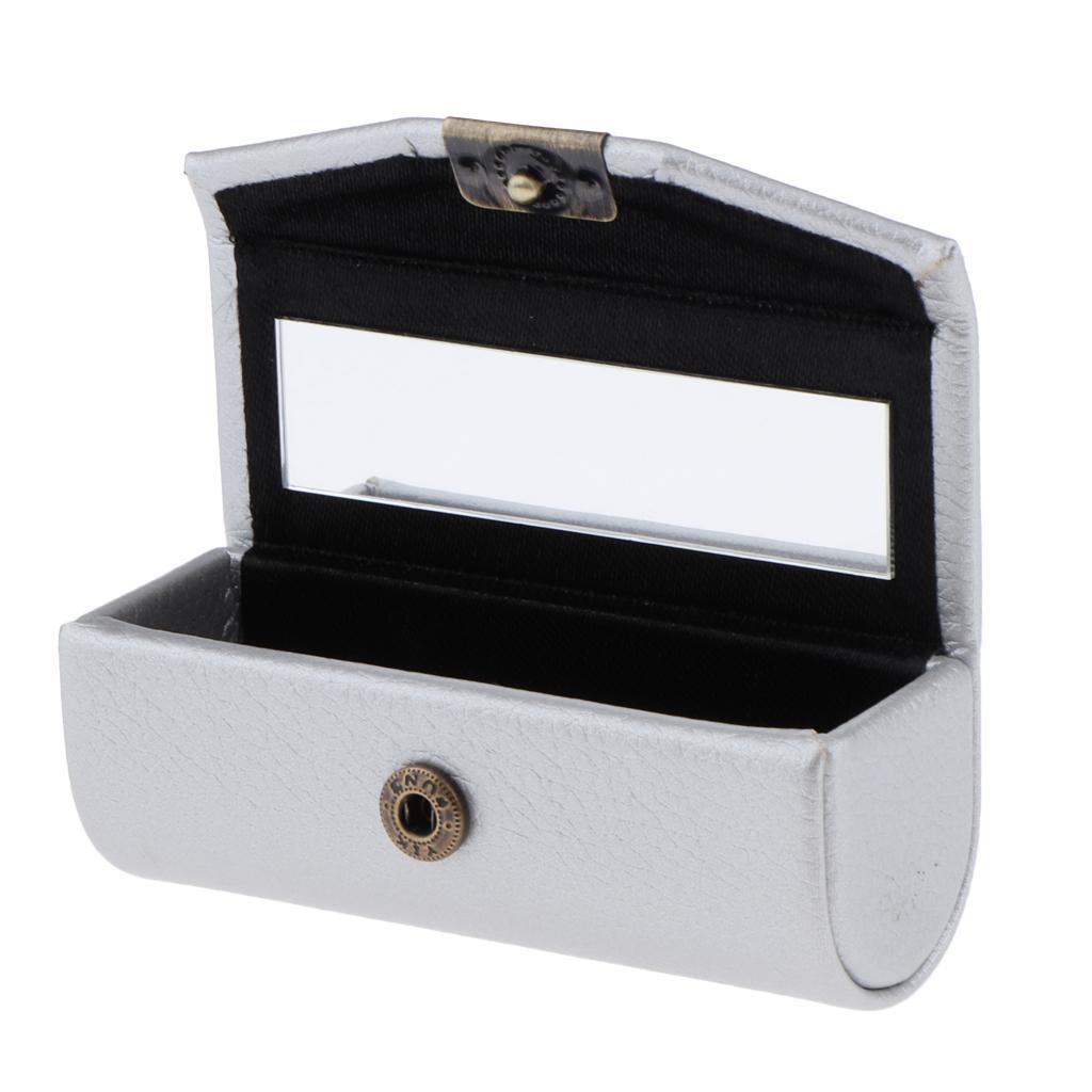 Mini Lipstick Bag Portable Lip Gloss Pouch Storage with Mirror Pack of 2