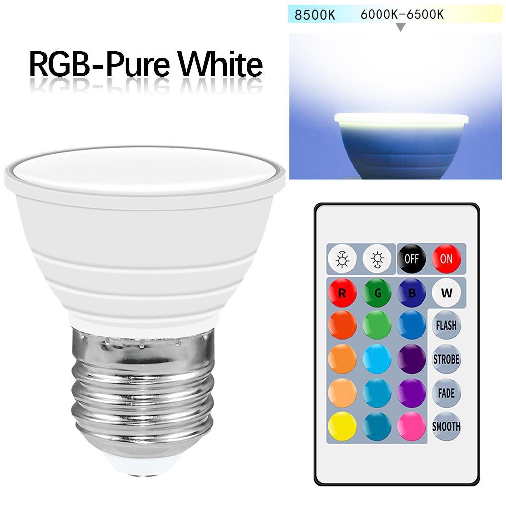 Color Changing E27 Light Bulb Lamp RGB with Remote Cream Lens White