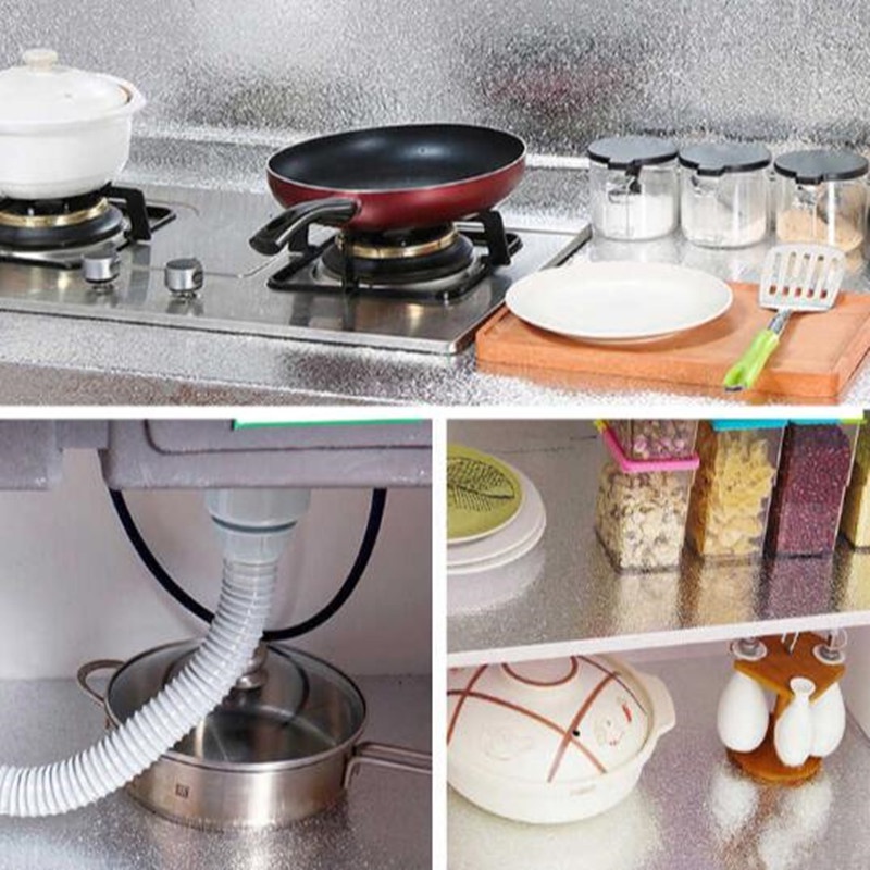 Giấy Bạc Dán Bếp Cách Nhiệt Chống Dầu Mỡ Dễ Lau Chùi Cuộn Decal Dán Tường Nhà Bếp Chống Thấm Bền Đẹp 1 Cuộn Kích Thước 3x0.6M