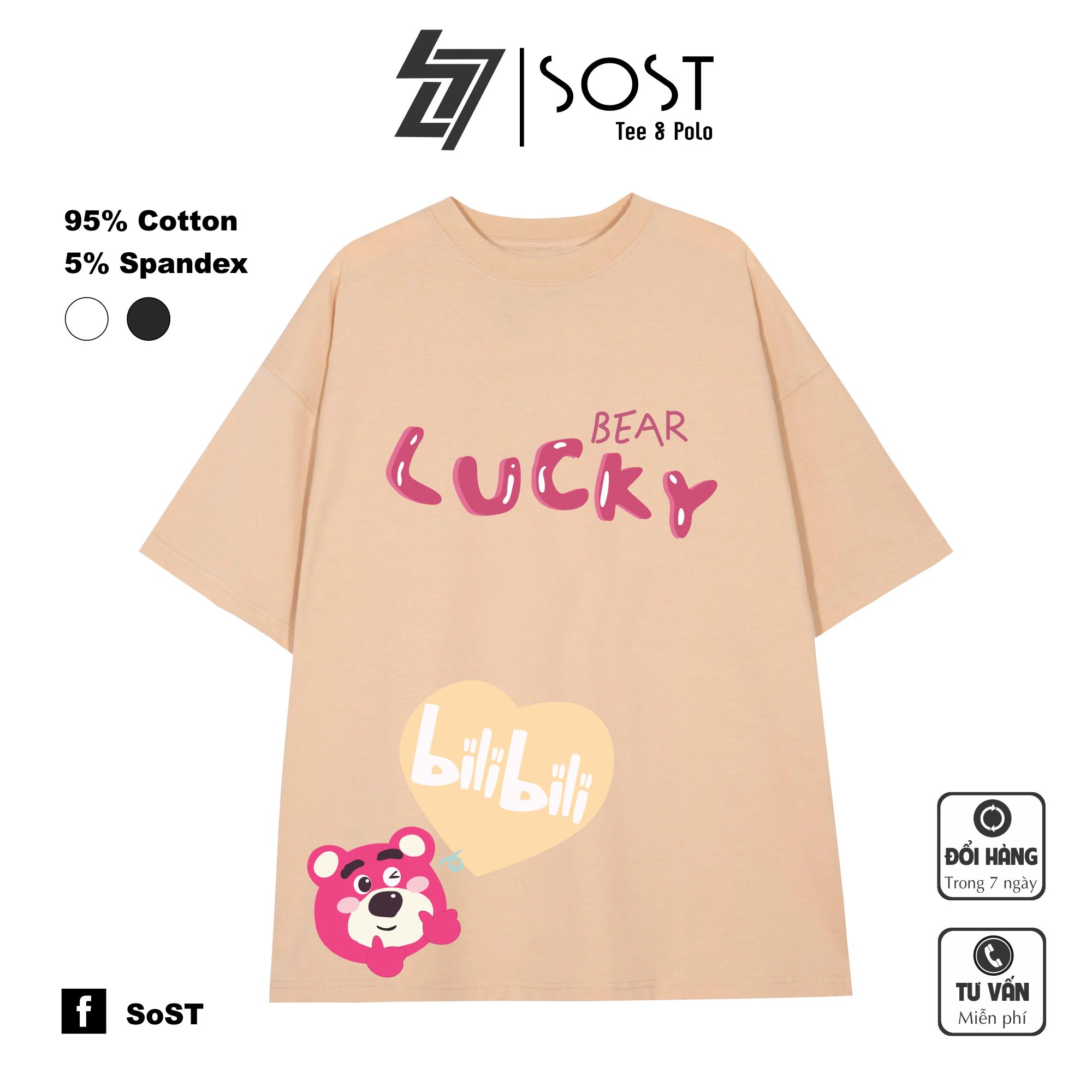 Áo Thun Sost Gấu Dâu Lotso BiLi BiLi Unisex Nam Nữ Chất Cotton Cao Cấp Thoáng Mát