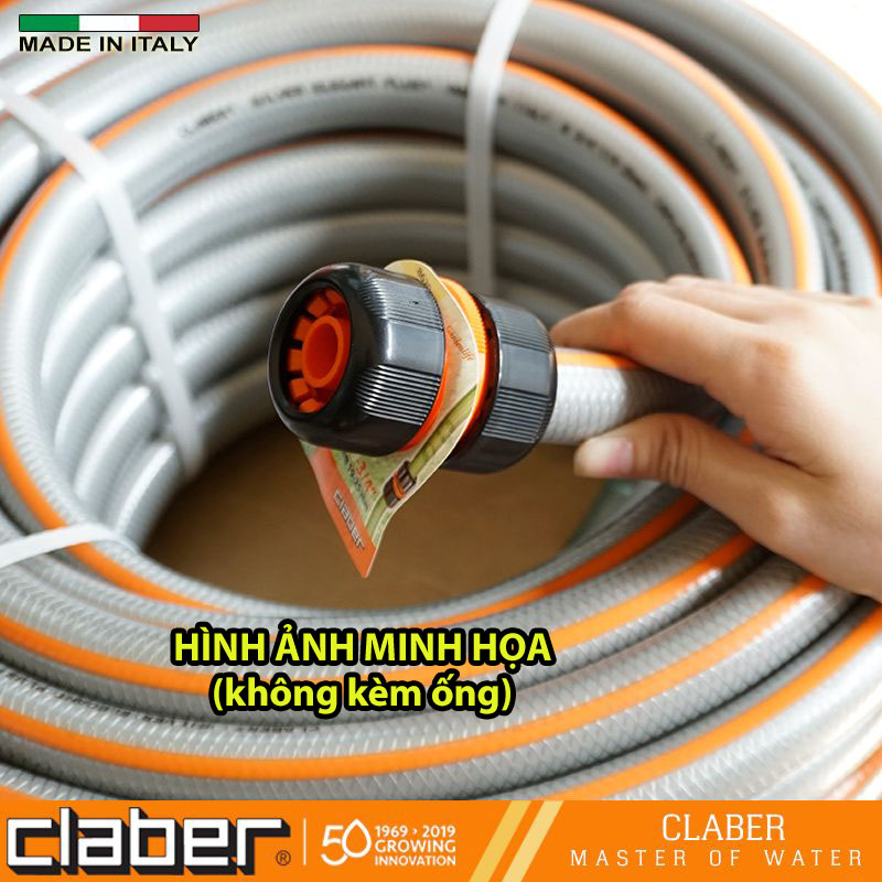 Khớp nối ống nước nhựa đa năng Claber 8620, sản xuất tại Ý, nối ống phi 15-19mm, nhựa ABS