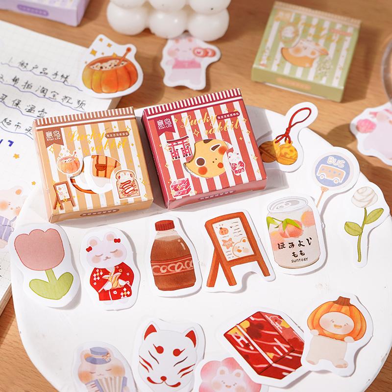 Hộp 45 hình dán sticker trang trí sổ tay hình chú thỏ Gigi Box Sticker ST236