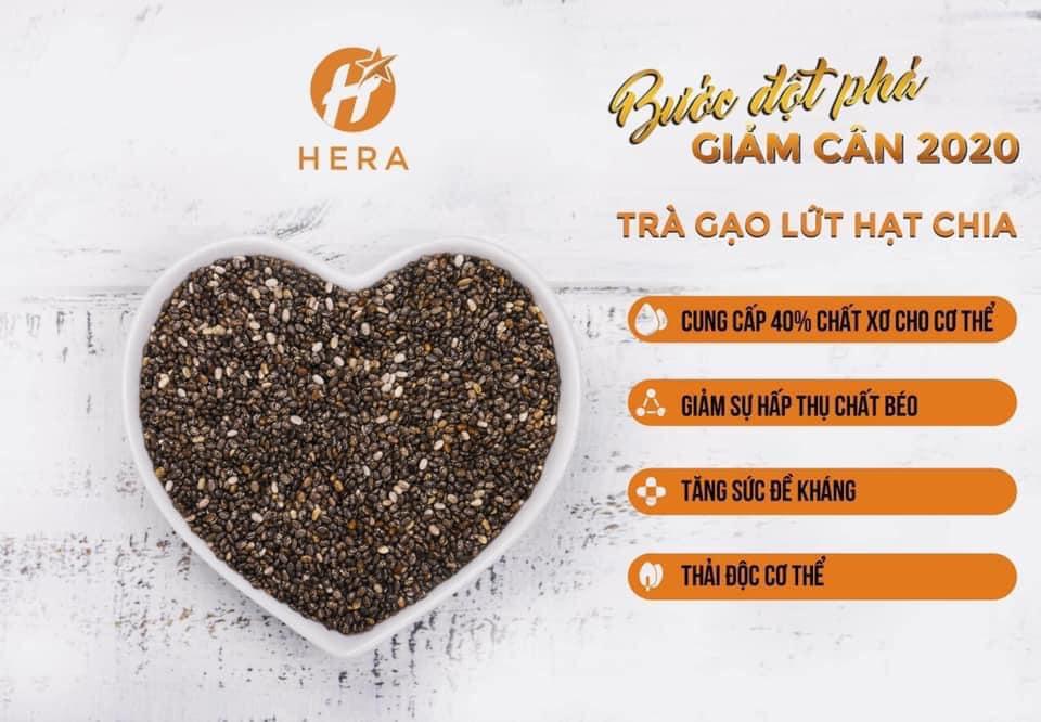 Trà hỗ trợ giảm cân gạo lứt hạt chia HERA (mẫu mới 2020)