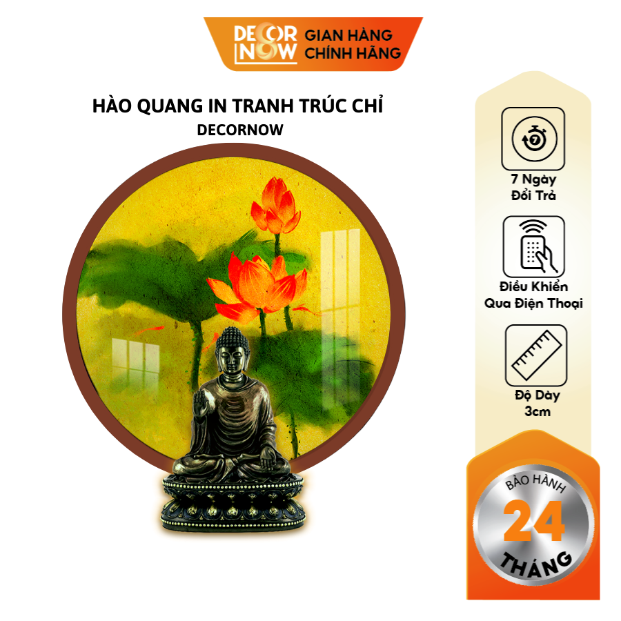 Đèn Hào Quang Phật In Tranh Trúc Chỉ DECORNOW 30,40 cm, Trang Trí Ban Thờ, Hào Quang Trúc Chỉ MÀU DCN-TC45