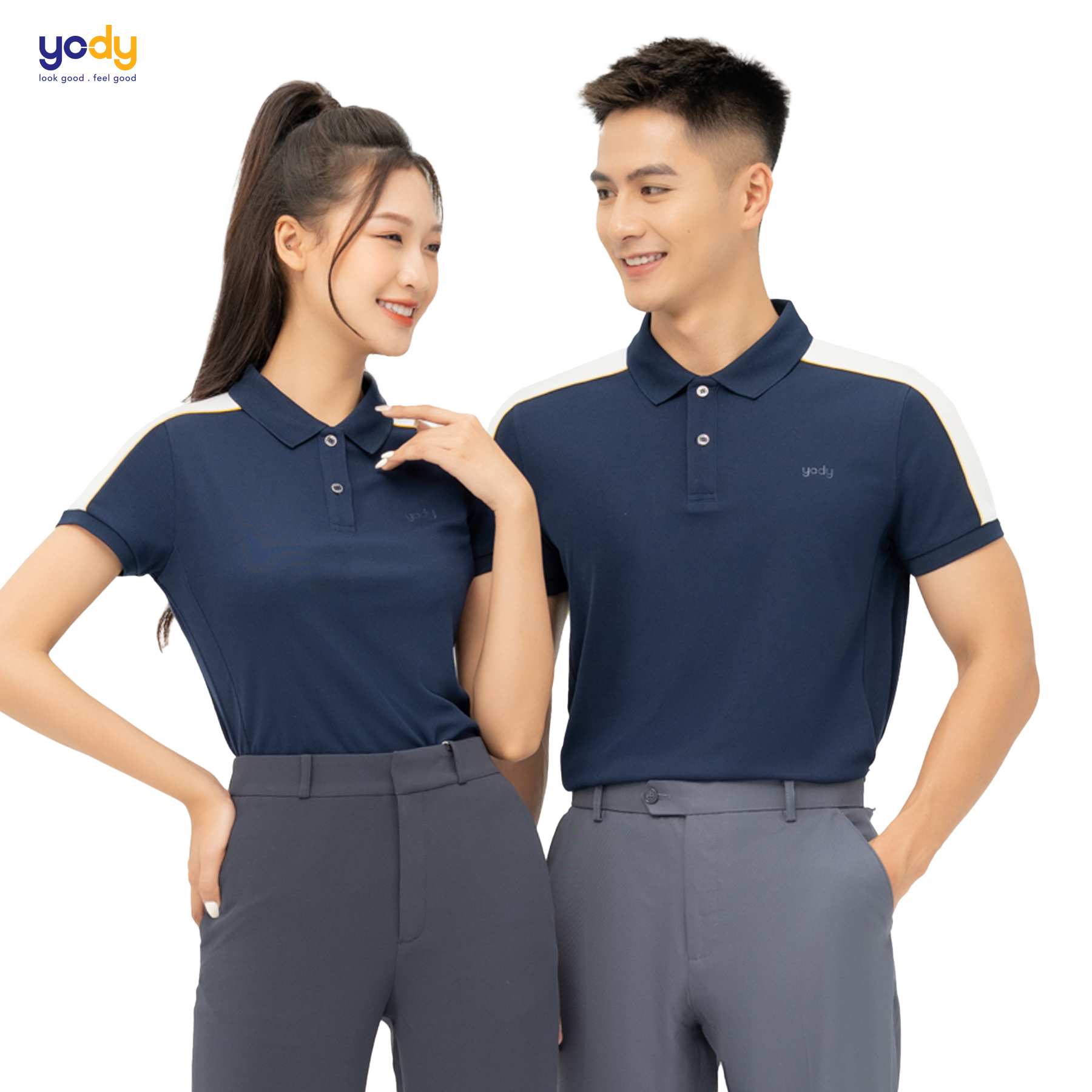 Áo polo nữ YODY vải cafe tổ ong phối màu trẻ trung APN6008