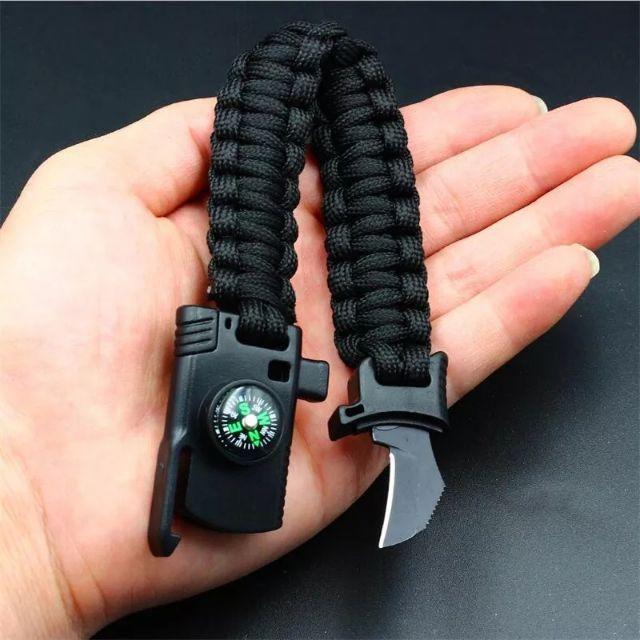 Khóa bấm paracord có la bàn, còi, đánh lửa, dao làm vòng tay sinh tồn khóa mũ bảo hiểm