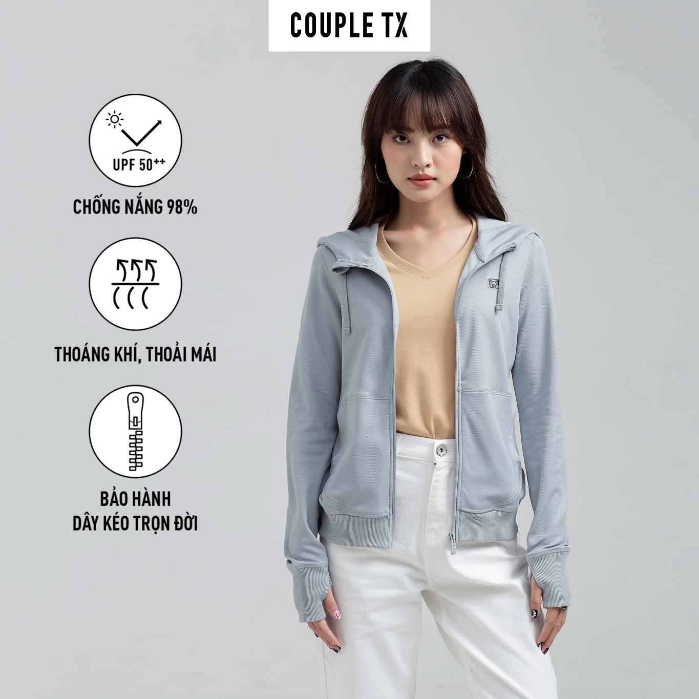 Áo Khoác Chống Nắng Nữ Couple TX UV Dệt Mè