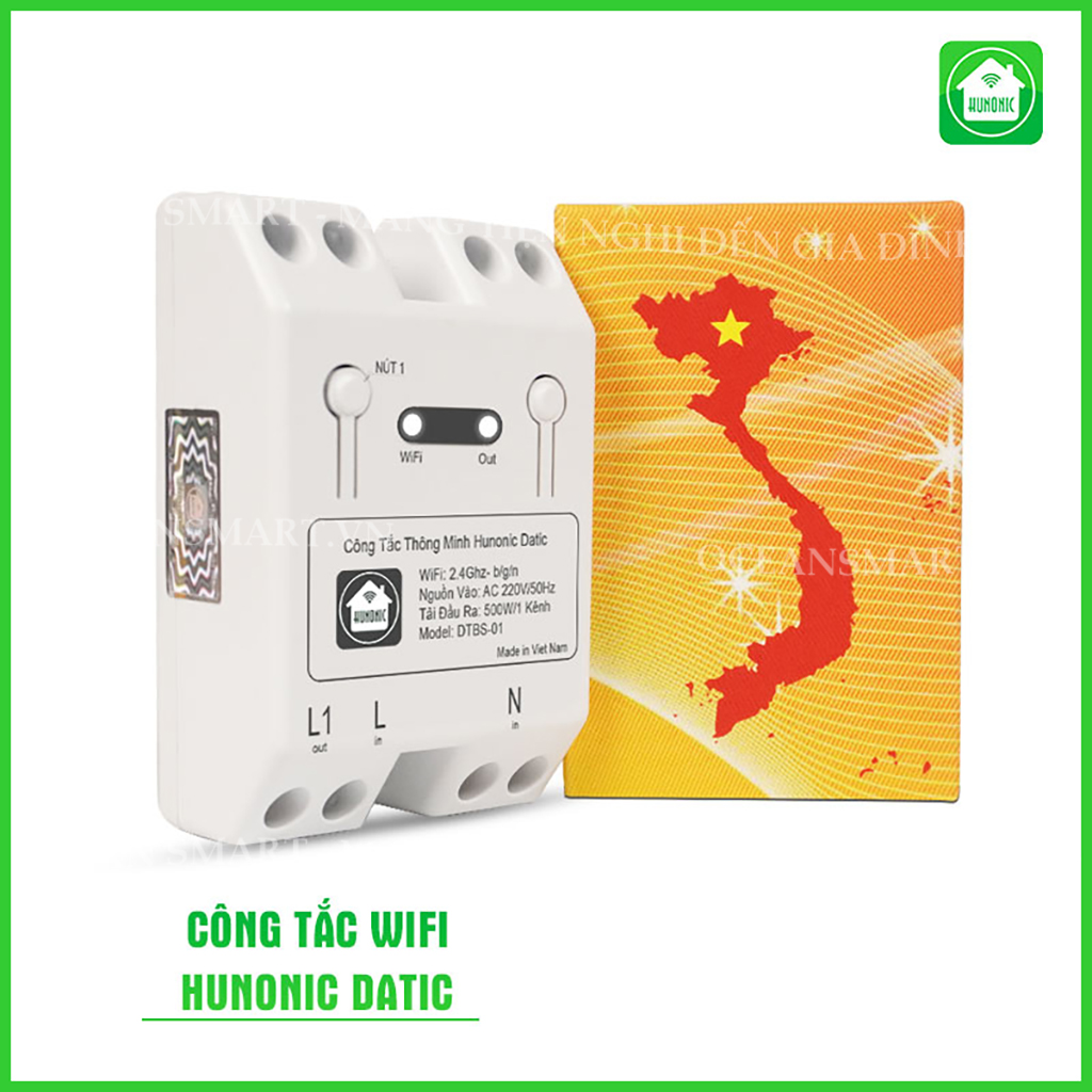 Công Tắc Cảm Ứng Wifi Thông Minh Hunonic, Giá Rẻ, Hẹn Giờ, Điều Khiển Từ Xa Qua Điện Thoại