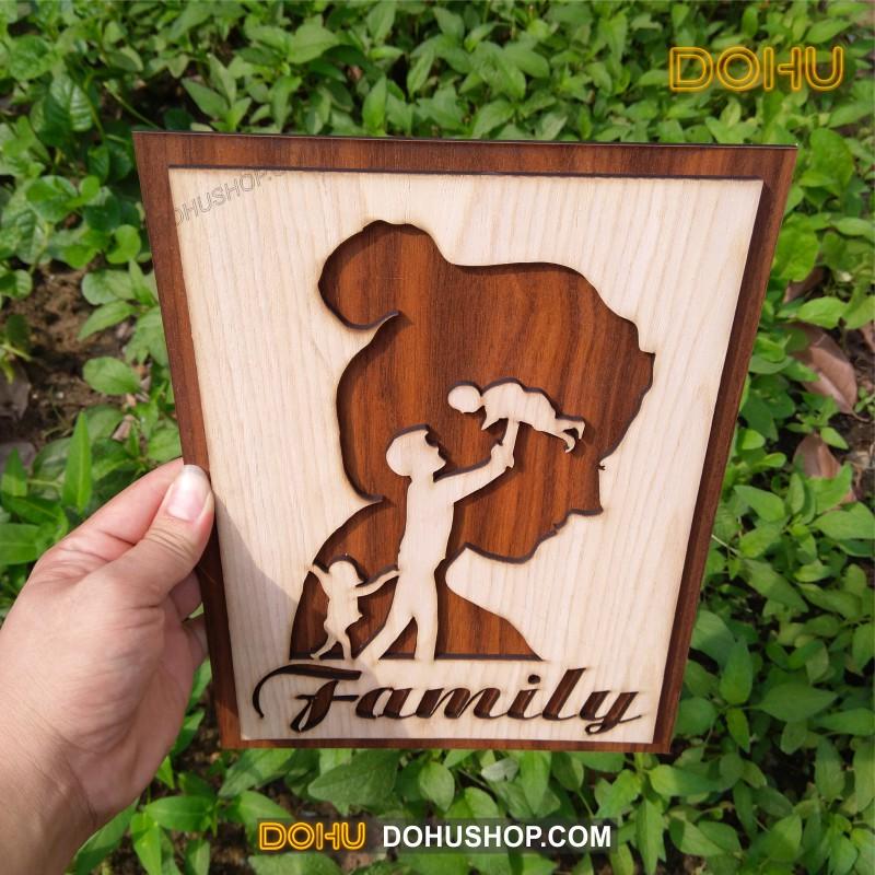 Tranh Treo Tường Gỗ Handmade DOHU001: Family - Thiết Kế Đơn Giản, Độc Lạ, Sang Trọng