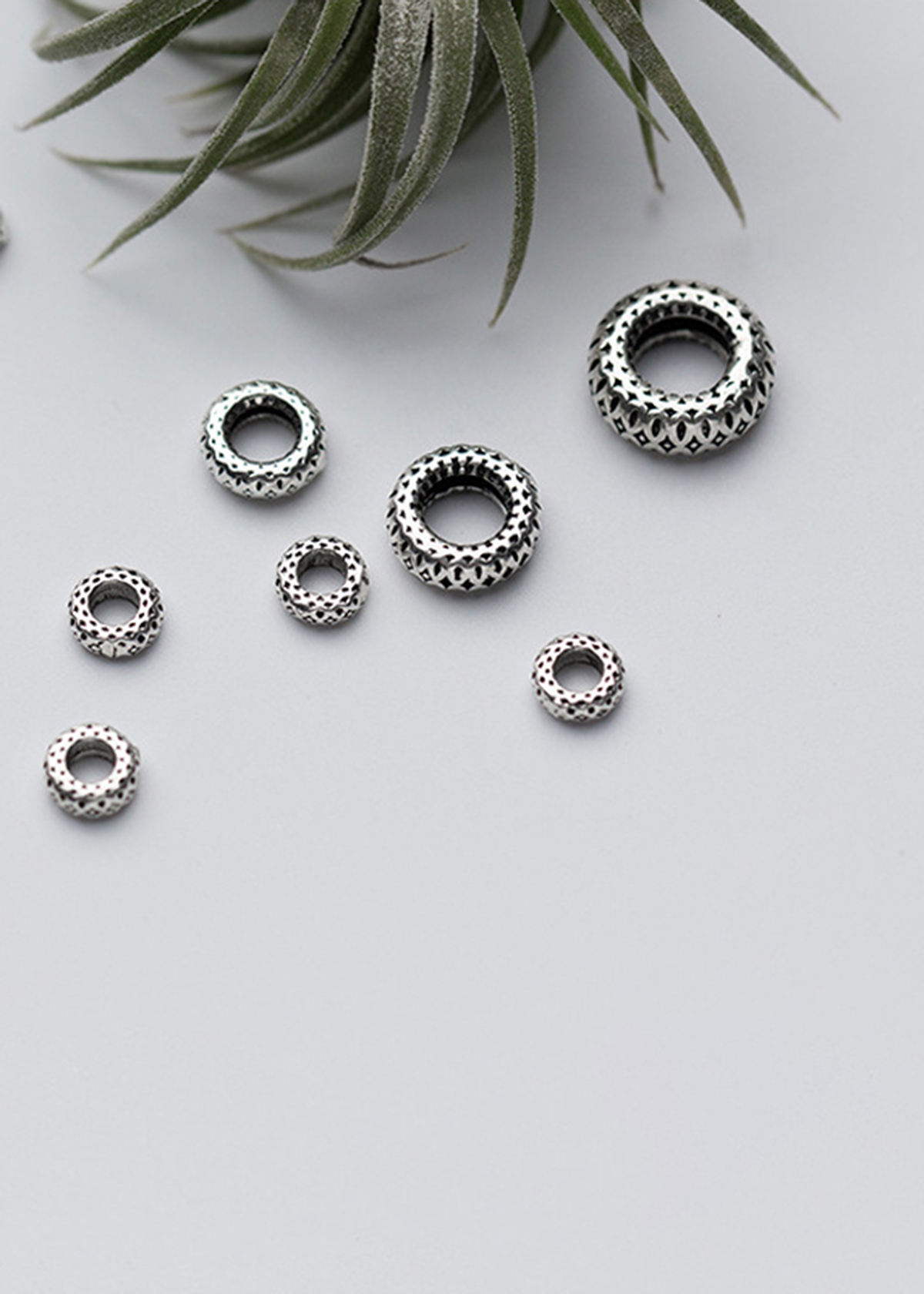 Combo charm bạc chặn hạt họa tiết hoa văn - Ngọc Qúy Gemstones