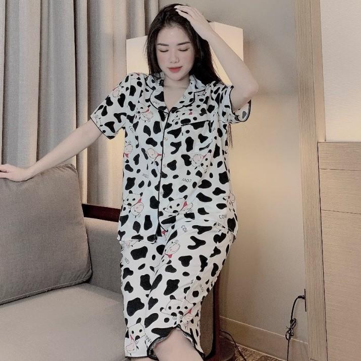 Đồ bộ nữ pijama tay ngắn quần lửng nhiều màu, Họa Tiết dễ thương Ulzzang Hot Trend