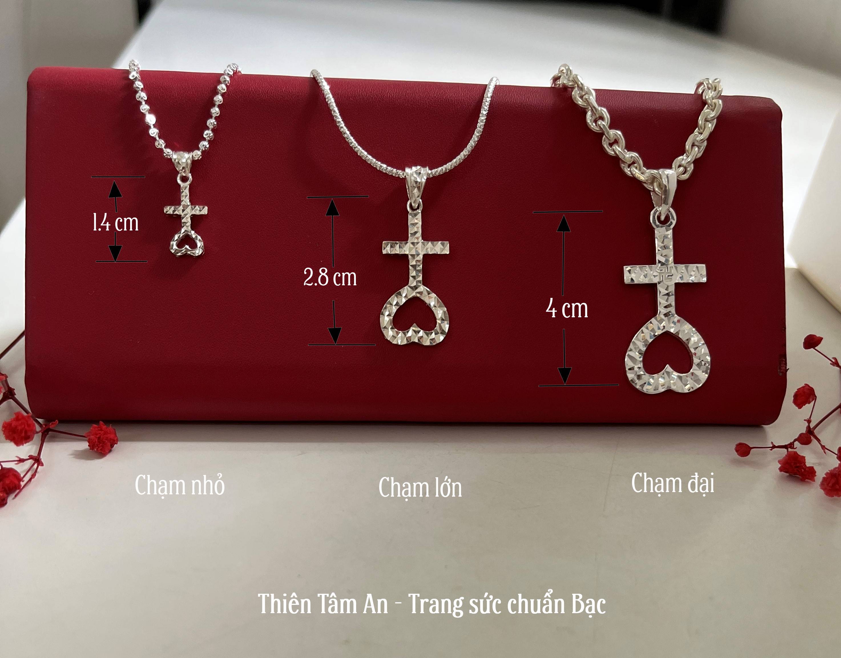 Mặt dây chuyền dấu Thiên Tâm, chuẩn bạc S925, mang lại may mắn bình an, size 1.4 cm loại nhỏ xinh thanh lịch cho vòng cổ