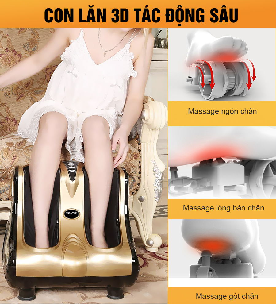 Máy massage chân hồng ngoại 3D OKACHI JP- 810 (màu Gold)