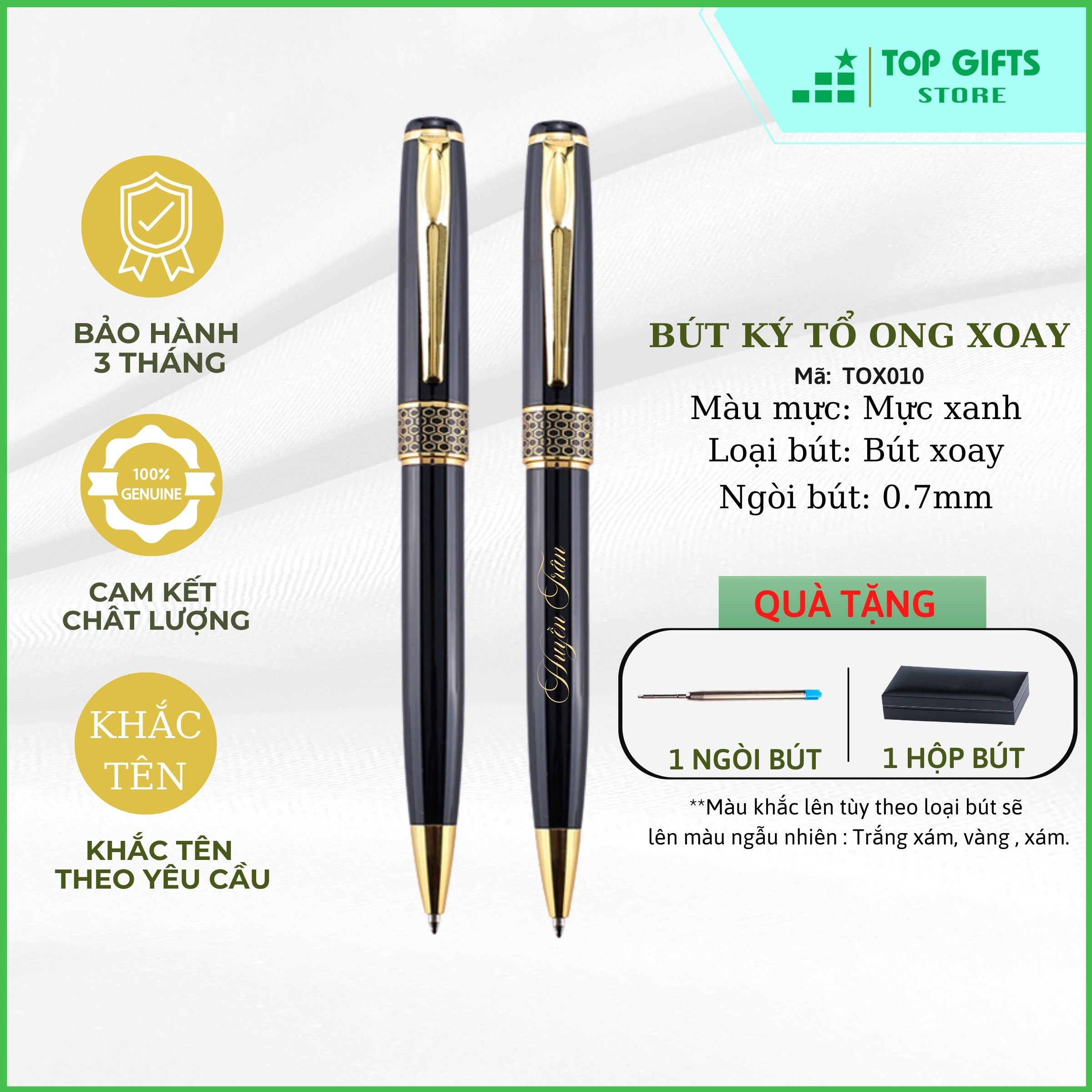 Bút ký doanh nhân | Bút ký khắc tên cao cấp Tổ ong xoay Ngòi 0.7mm làm quà bếu Sếp quà tặng sinh nhật thầy cô bạn bè