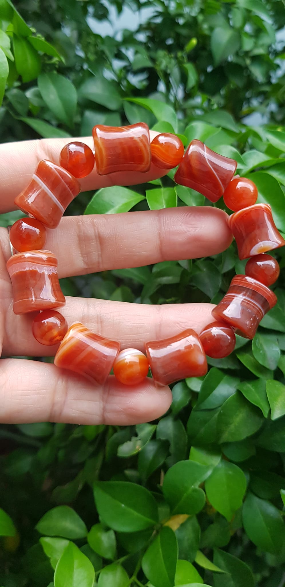 Vòng tay đá mã não đỏ kiểu Vòng hạt thống 14mm hạt tròn nhỏ Nam Nữ mệnh hoả mệnh thổ đeo ạ